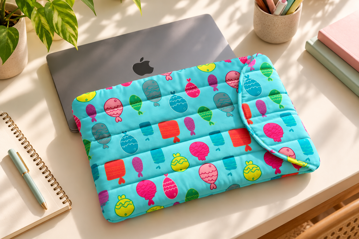 Print No. 2 – Teal Fish Laptop Sleeve