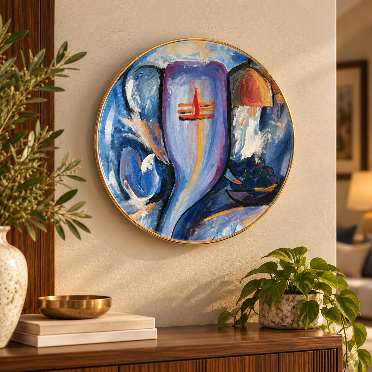 Hand-Painted Ceramic Plate on wall in cosy interior — Pranav Aggarwal