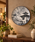 Mountain Serenity ceramic art plate displayed on wall — artwork by Aarush Gupta