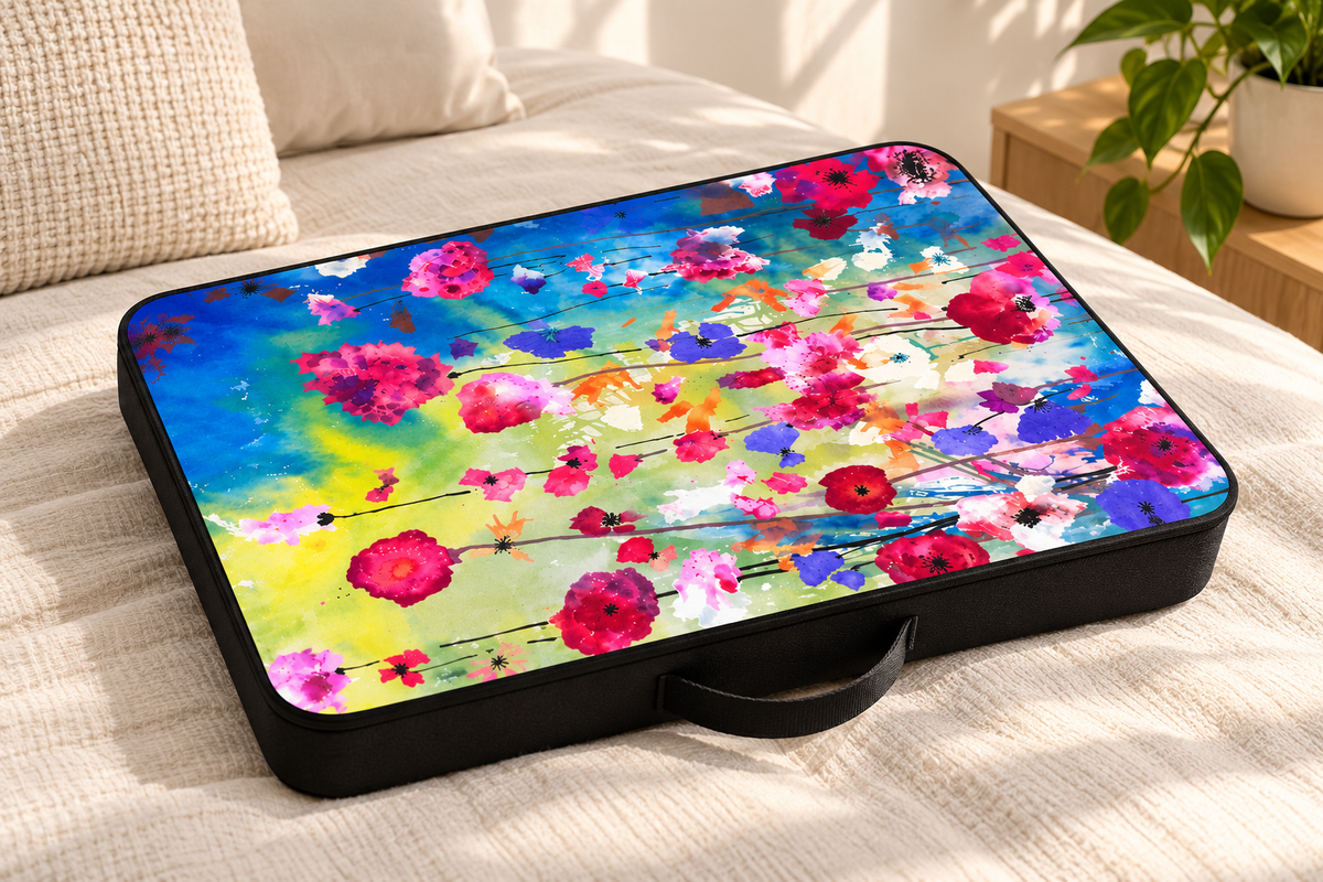 Artndreams Laptop Table on bed with laptop – Pranav Agarwal artwork